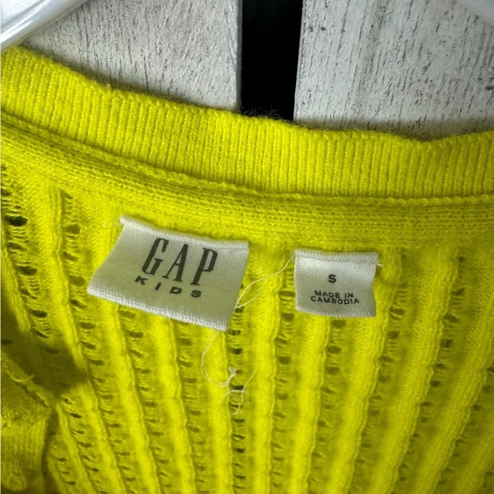 GAP Kids Neon Yellow Ribbed Cardigan Sweater Girls Size 5T